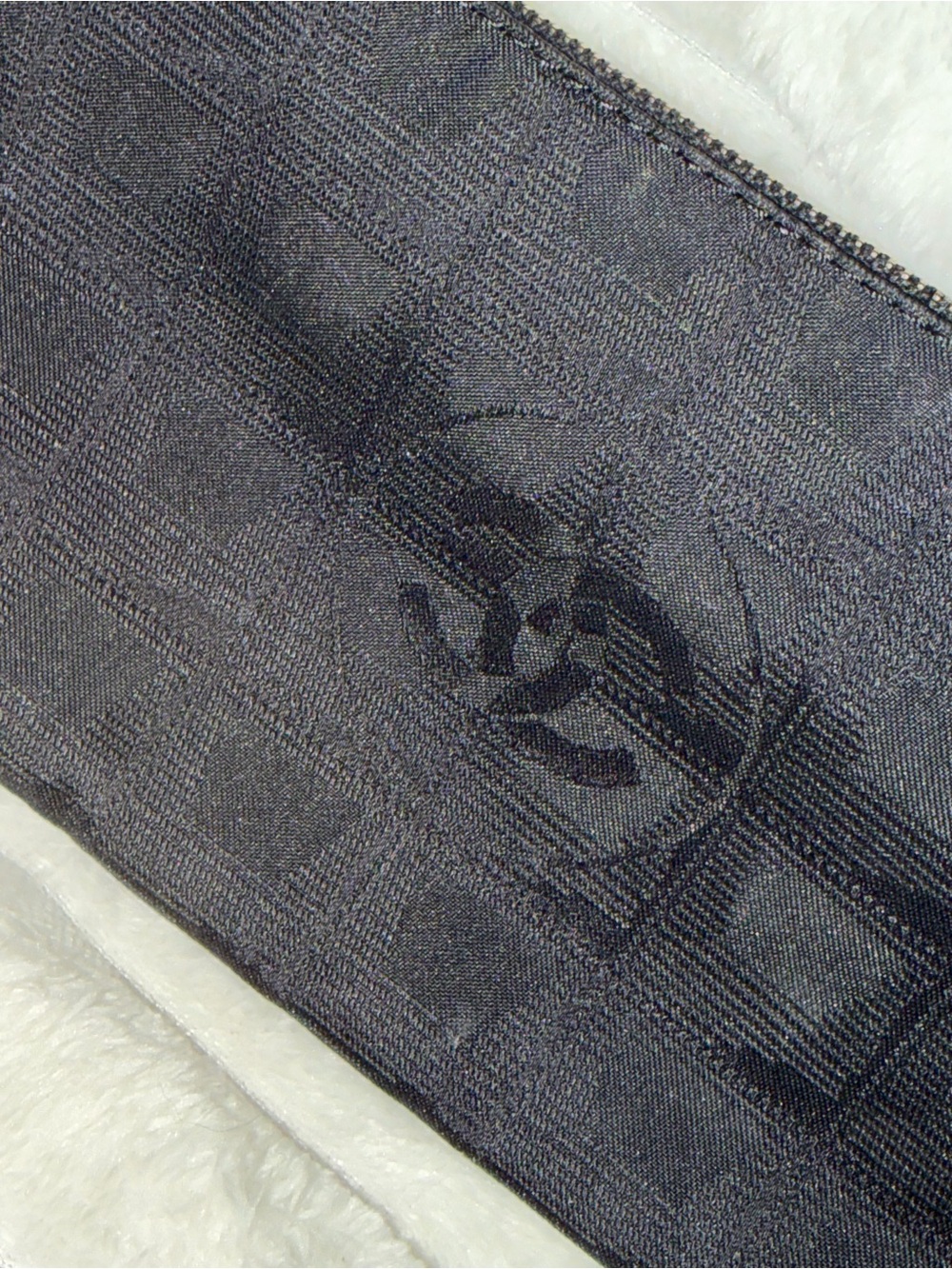 Vintage Chanel New Travel Line Black Jacquard Nylon Flat Pouch Clutch